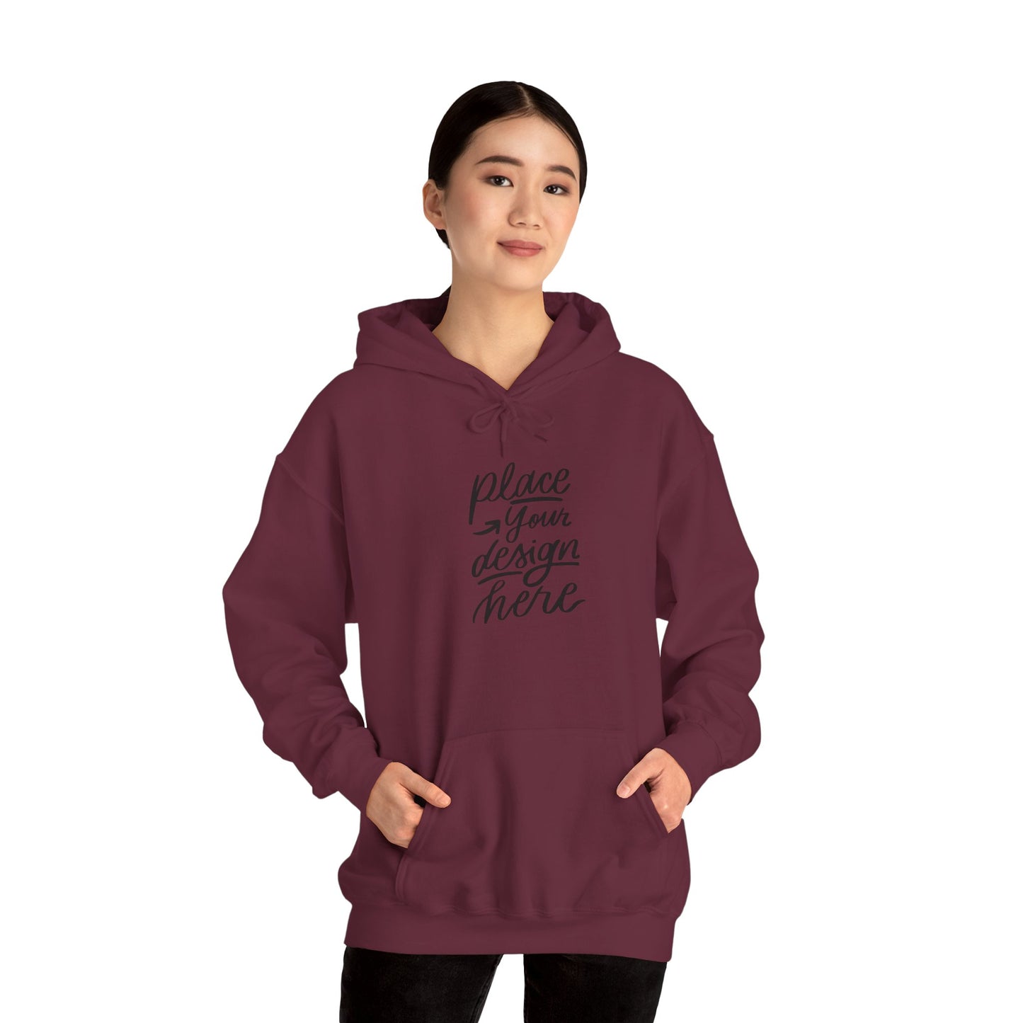White Custom Hoodie — 'Place Your Design Here' Mockup Pullover