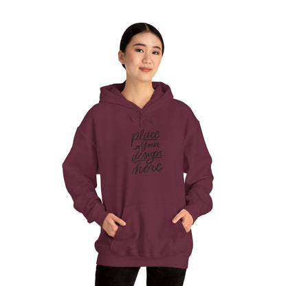White Custom Hoodie — 'Place Your Design Here' Mockup Pullover