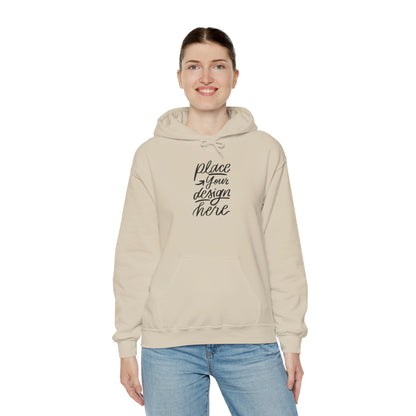White Custom Hoodie — 'Place Your Design Here' Mockup Pullover