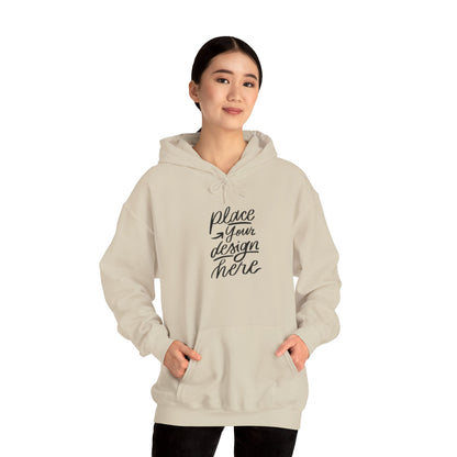White Custom Hoodie — 'Place Your Design Here' Mockup Pullover
