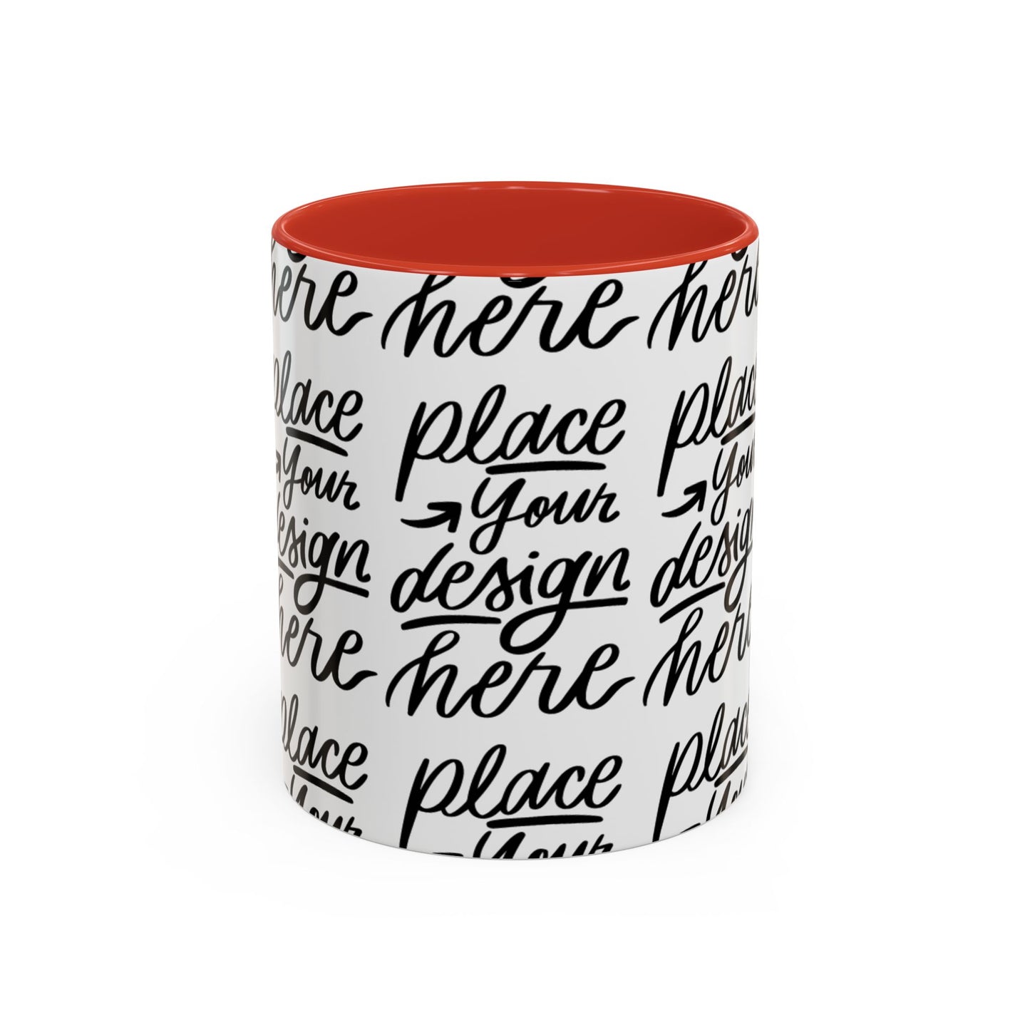 Accent Coffee Mug — 'Place Your Design Here' Handwritten Script Pattern, 11/15oz