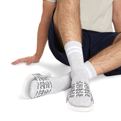 Men's Removable-Strap Slide Sandals — Customizable White Slides with Swap-Out Strap