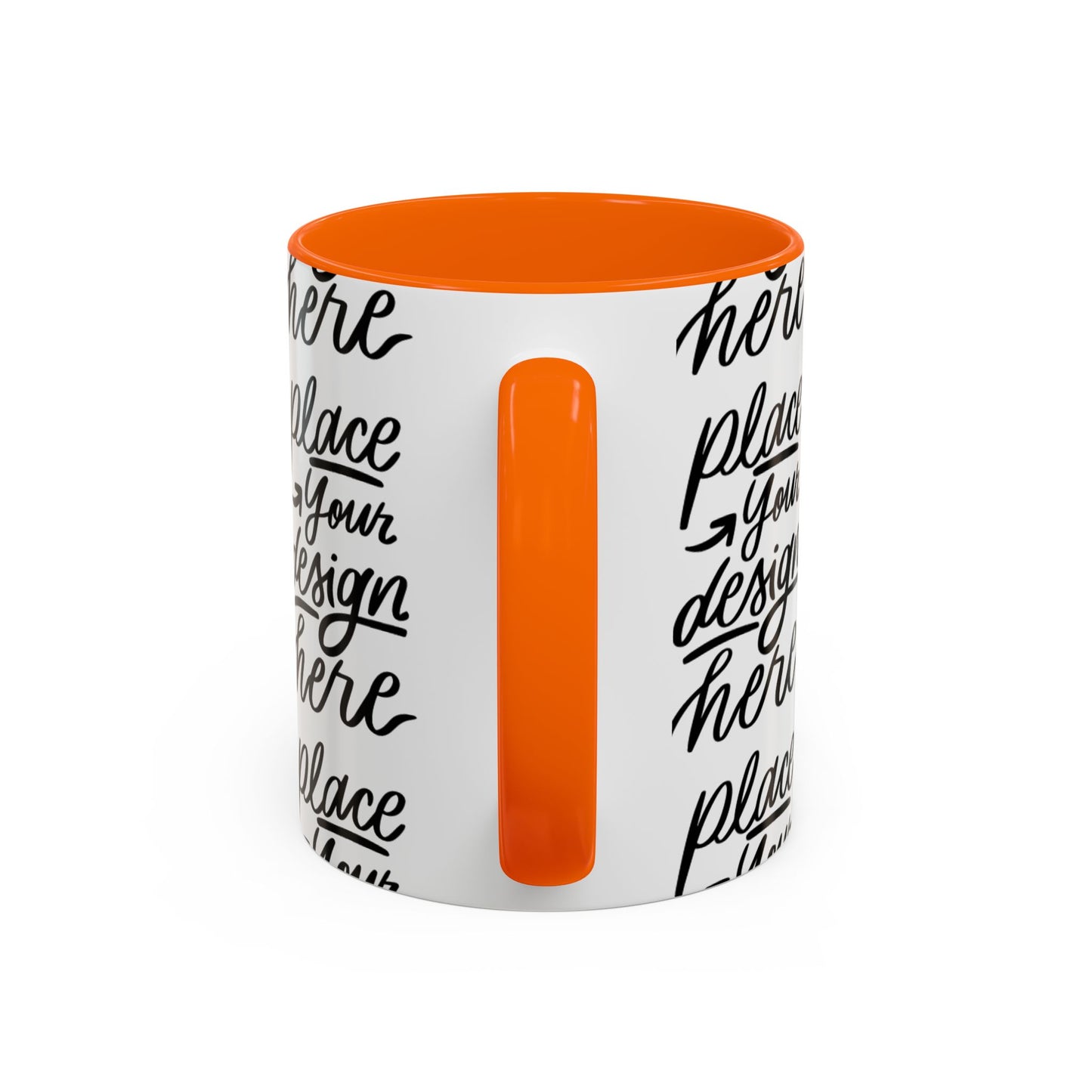 Accent Coffee Mug — 'Place Your Design Here' Handwritten Script Pattern, 11/15oz