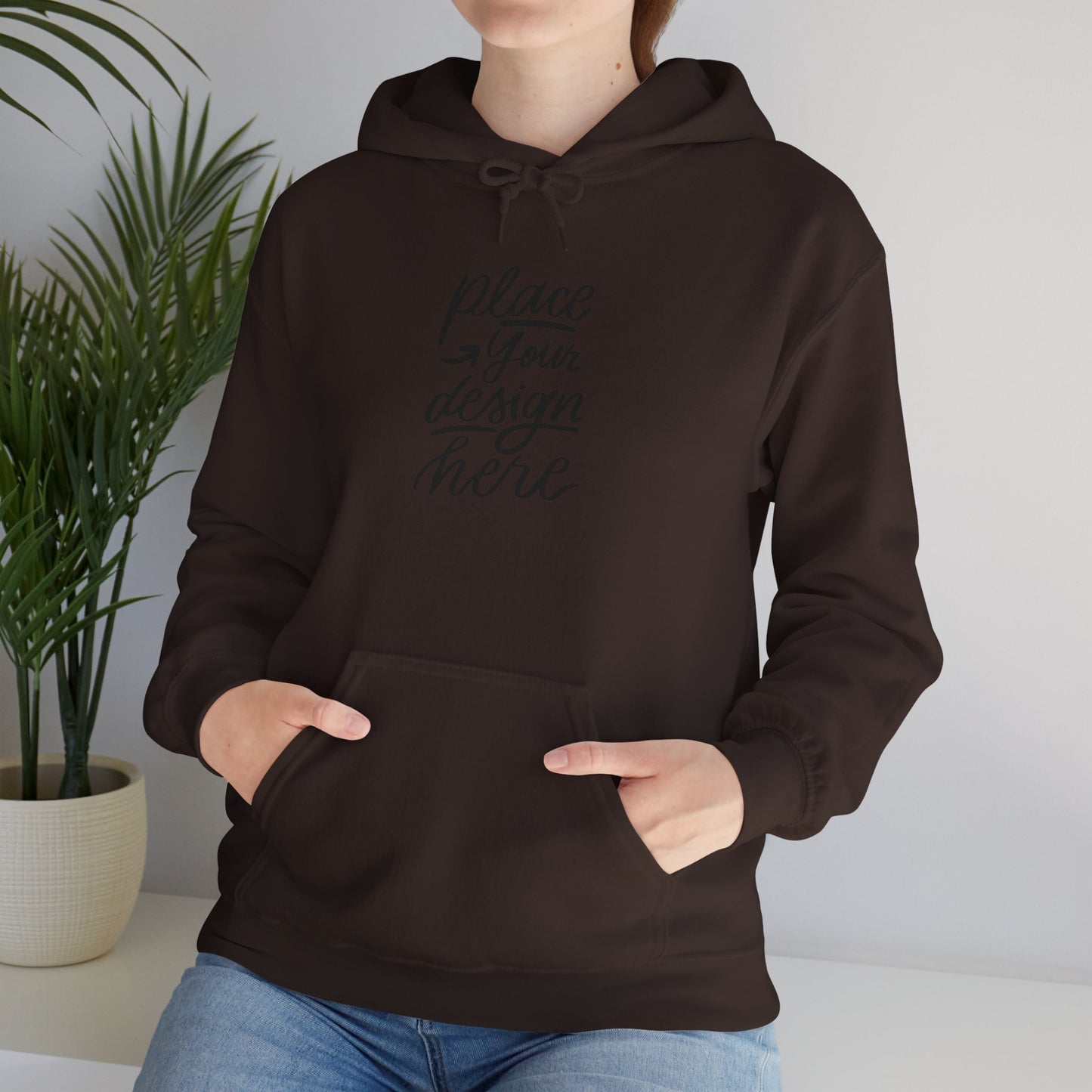 White Custom Hoodie — 'Place Your Design Here' Mockup Pullover