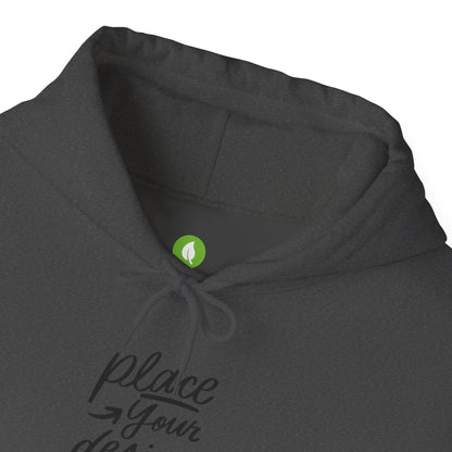 White Custom Hoodie — 'Place Your Design Here' Mockup Pullover