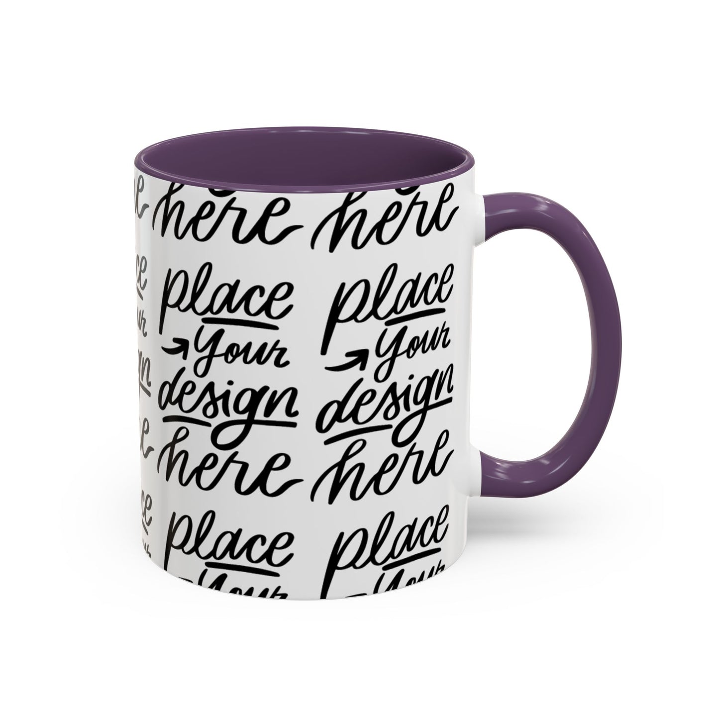 Accent Coffee Mug — 'Place Your Design Here' Handwritten Script Pattern, 11/15oz