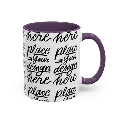 Accent Coffee Mug — 'Place Your Design Here' Handwritten Script Pattern, 11/15oz