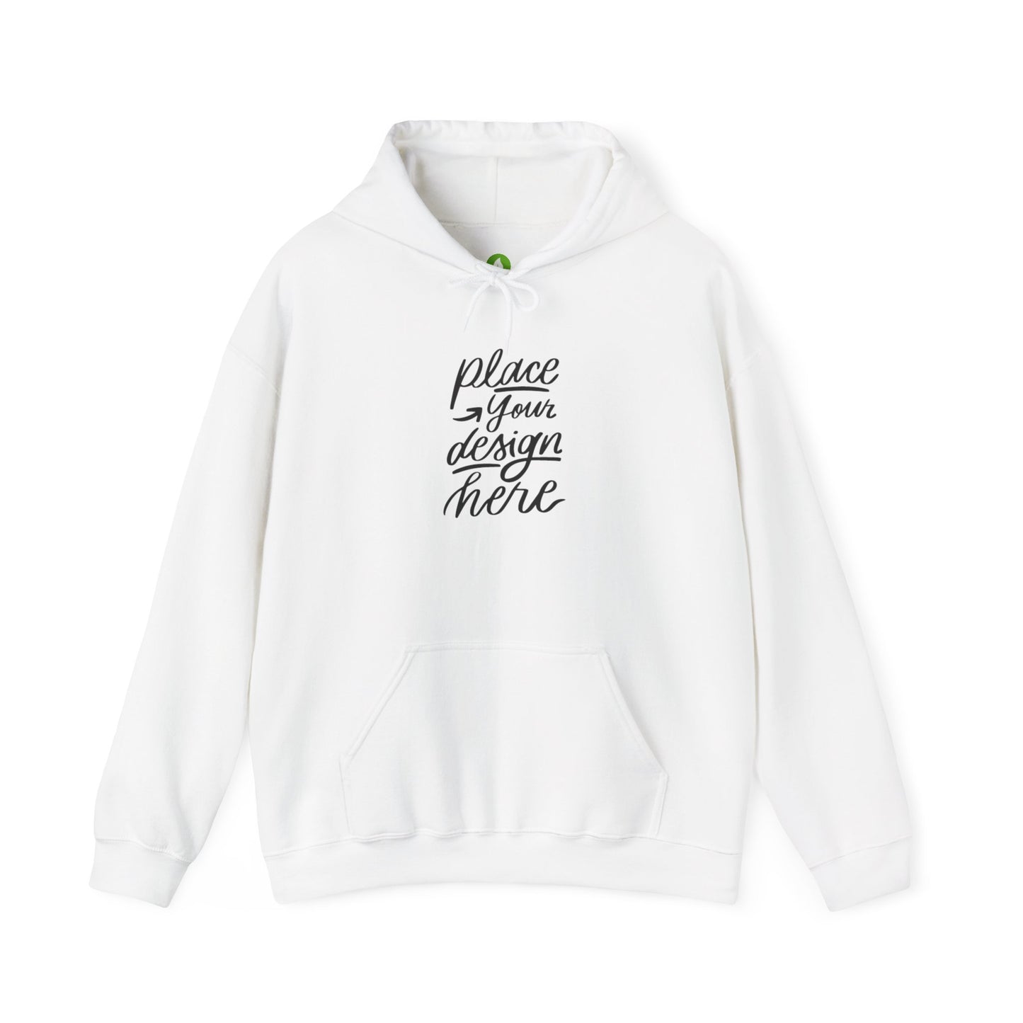 White Custom Hoodie — 'Place Your Design Here' Mockup Pullover