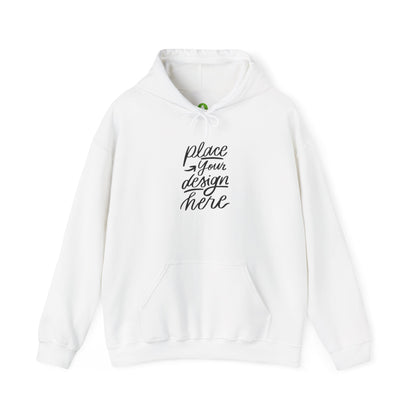 White Custom Hoodie — 'Place Your Design Here' Mockup Pullover