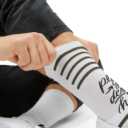 Custom Sublimation Socks | Personalized Crew Socks with 'Place Your Design Here' Print Area