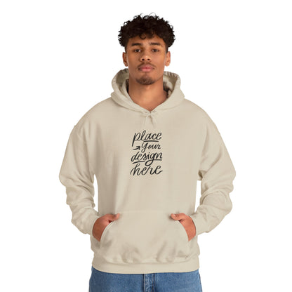 White Custom Hoodie — 'Place Your Design Here' Mockup Pullover