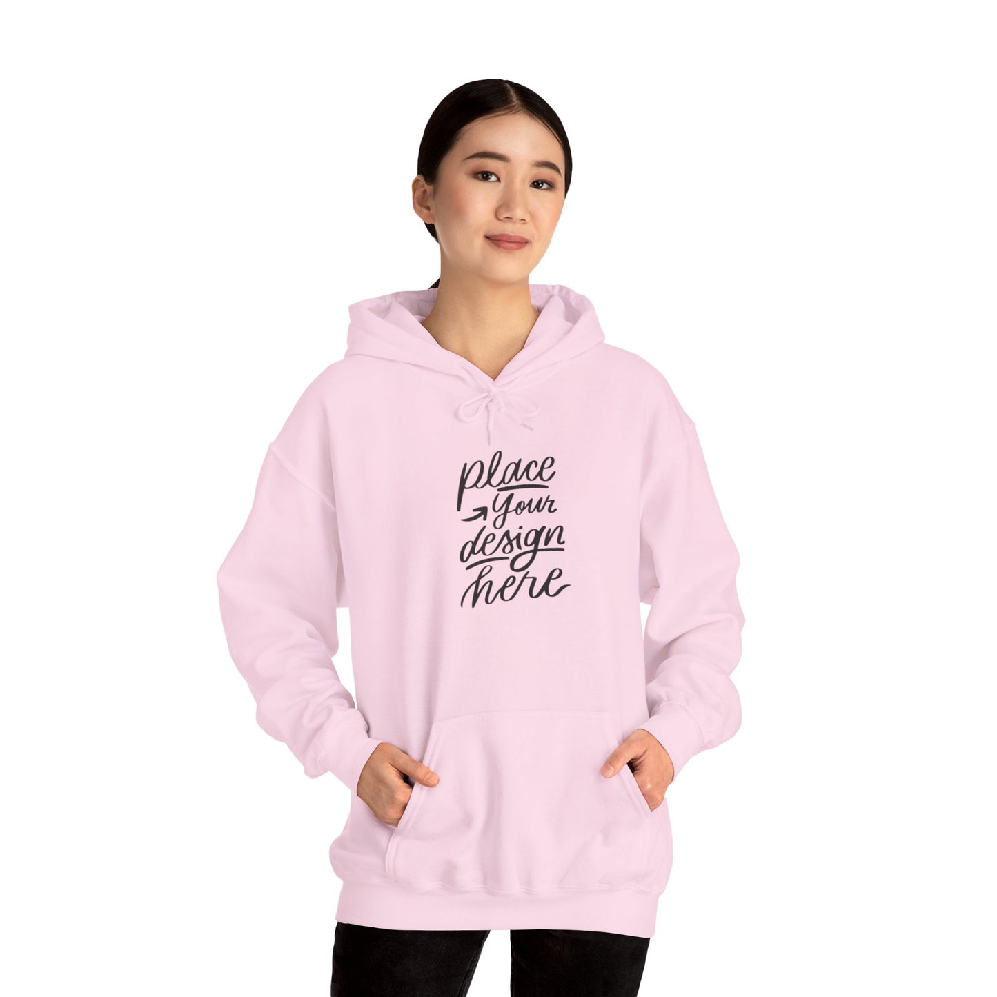 White Custom Hoodie — 'Place Your Design Here' Mockup Pullover