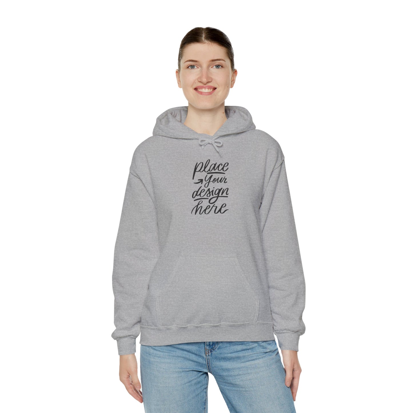 White Custom Hoodie — 'Place Your Design Here' Mockup Pullover