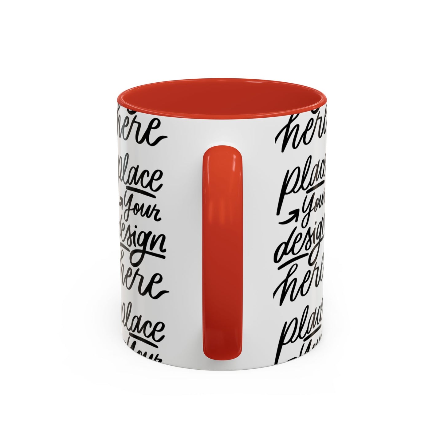 Accent Coffee Mug — 'Place Your Design Here' Handwritten Script Pattern, 11/15oz