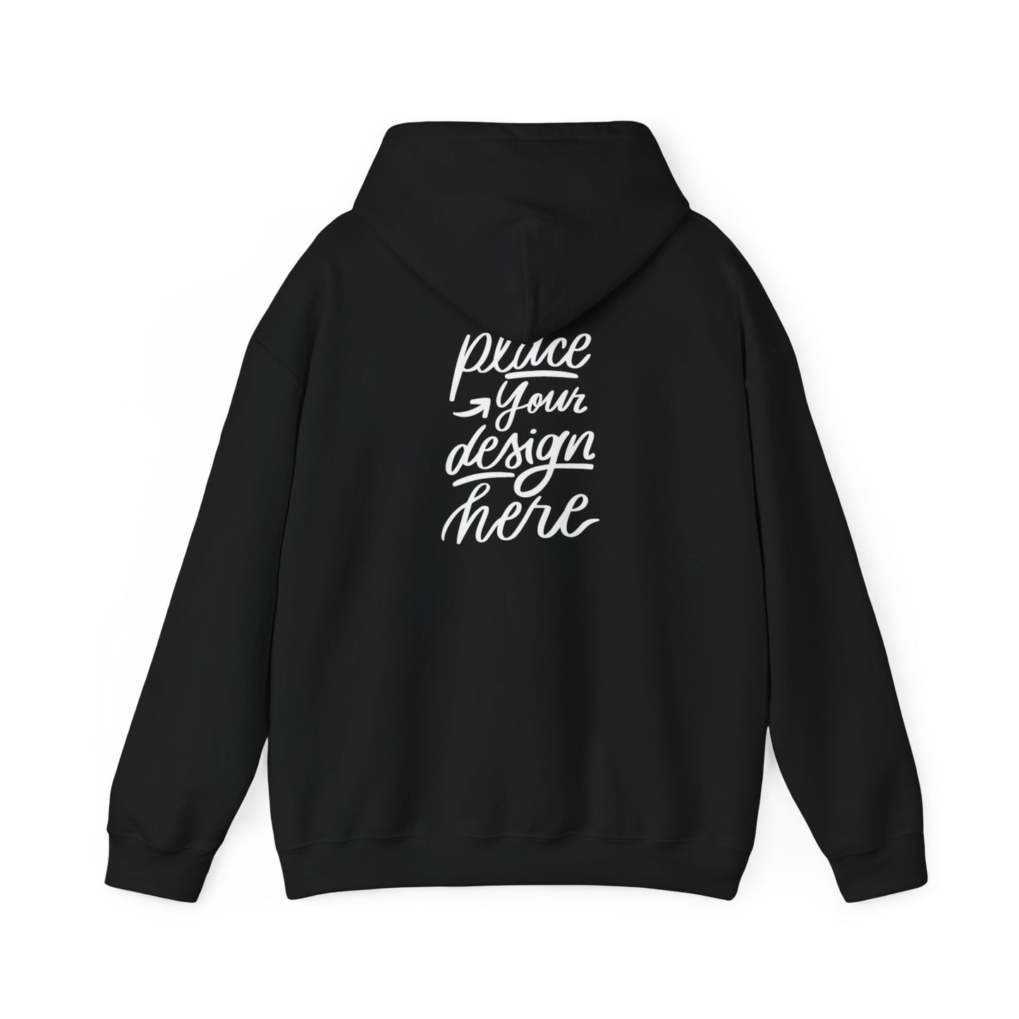 White Custom Hoodie — 'Place Your Design Here' Mockup Pullover