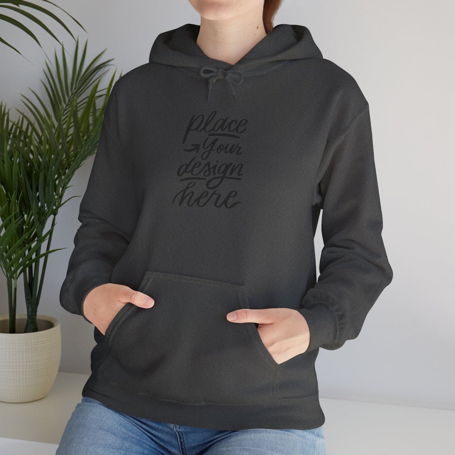 White Custom Hoodie — 'Place Your Design Here' Mockup Pullover