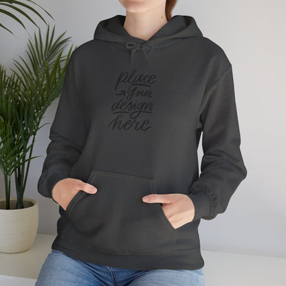 White Custom Hoodie — 'Place Your Design Here' Mockup Pullover