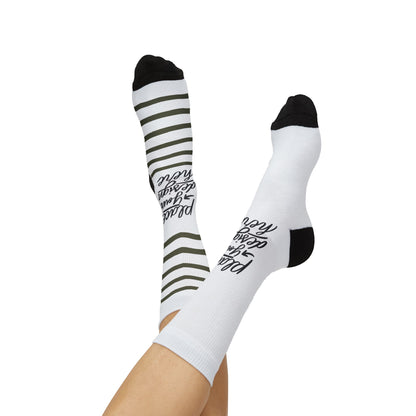 Custom Sublimation Socks | Personalized Crew Socks with 'Place Your Design Here' Print Area