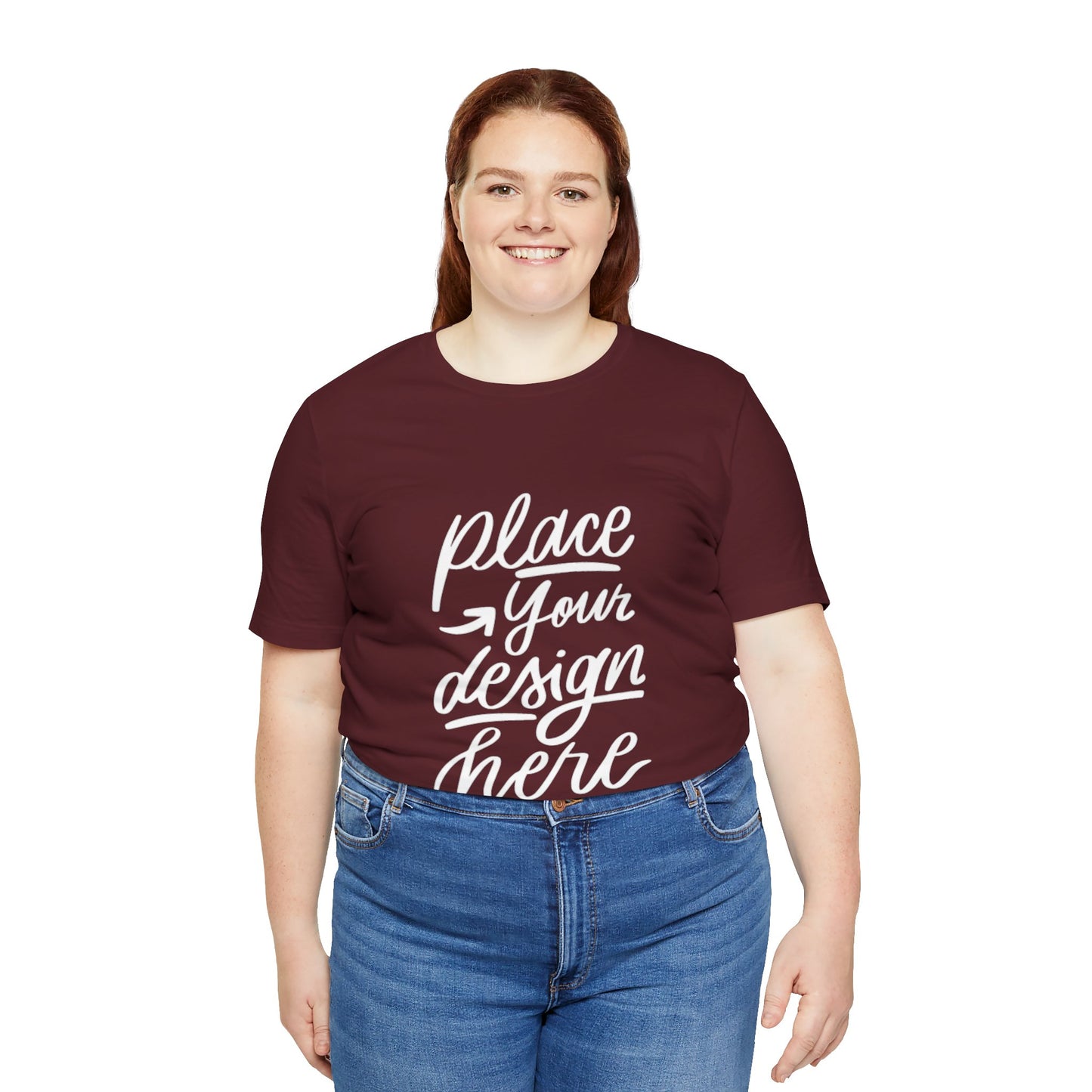 Place Your Design Here T-Shirt  Customizable White Jersey Tee