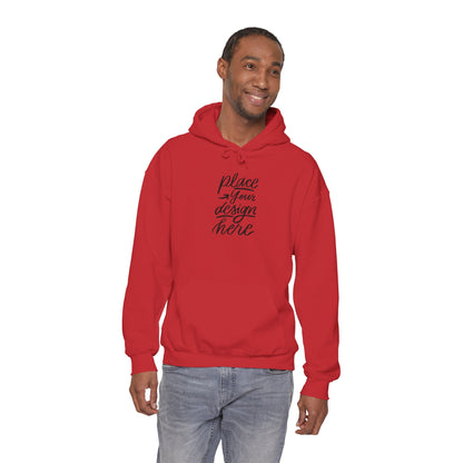 White Custom Hoodie — 'Place Your Design Here' Mockup Pullover