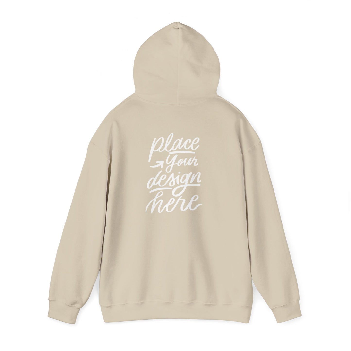 White Custom Hoodie — 'Place Your Design Here' Mockup Pullover