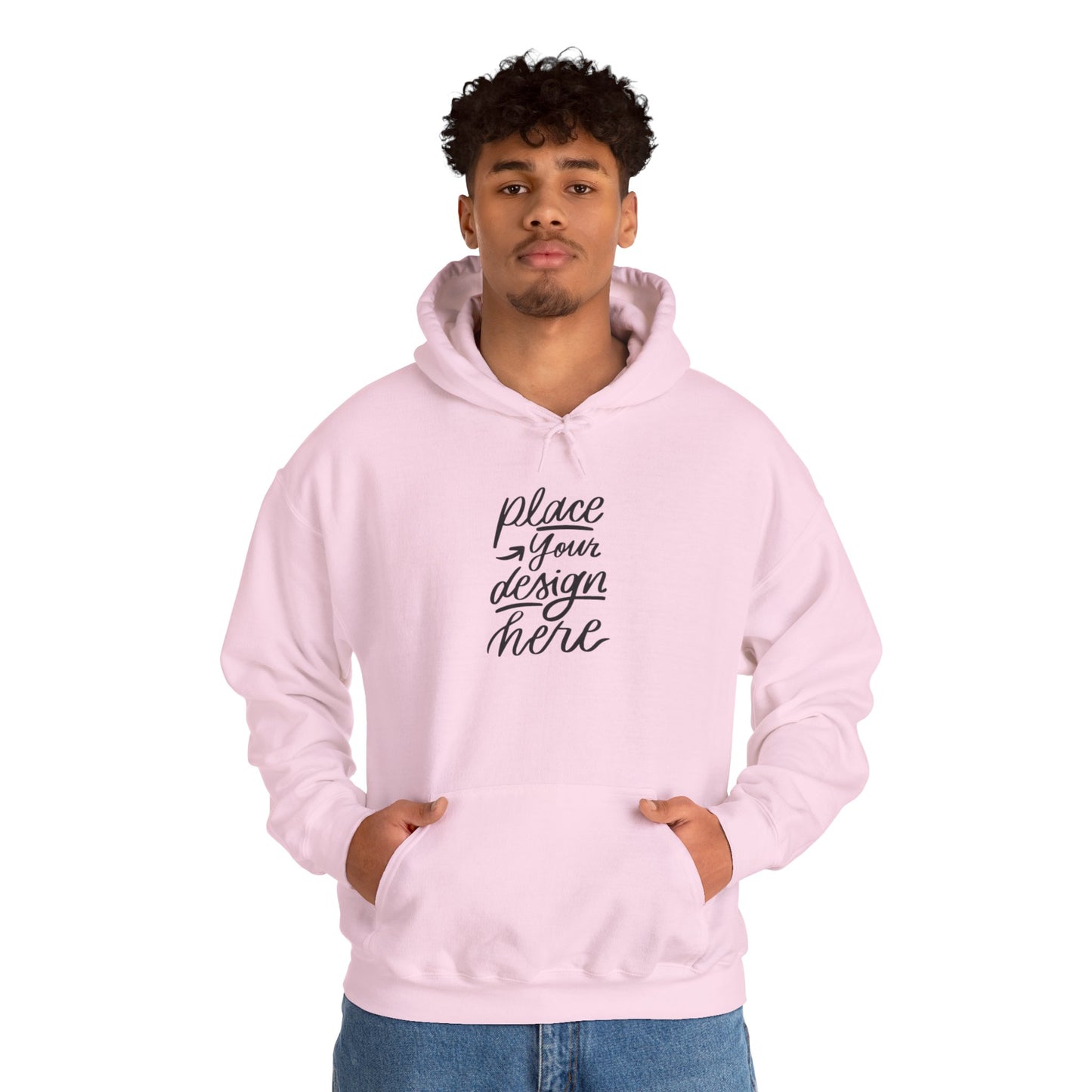White Custom Hoodie — 'Place Your Design Here' Mockup Pullover