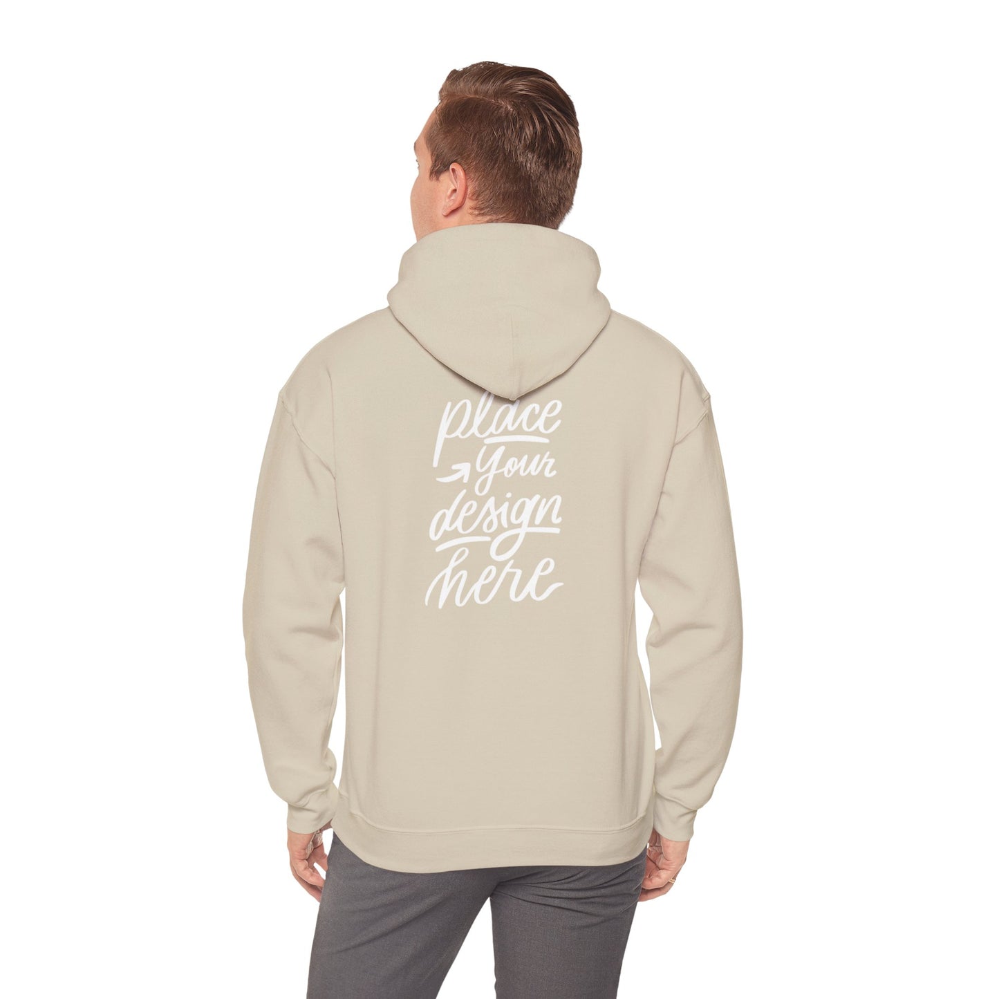 White Custom Hoodie — 'Place Your Design Here' Mockup Pullover
