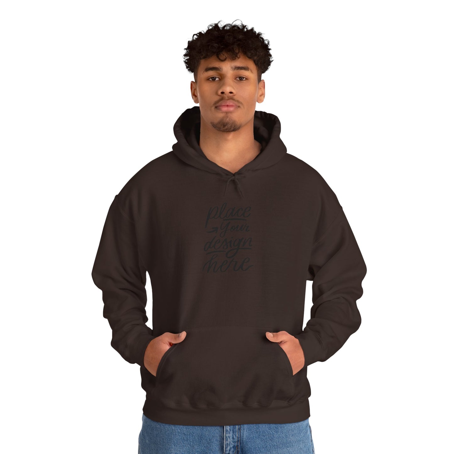 White Custom Hoodie — 'Place Your Design Here' Mockup Pullover