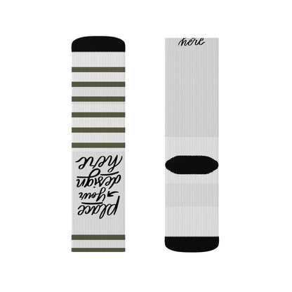 Custom Sublimation Socks | Personalized Crew Socks with 'Place Your Design Here' Print Area