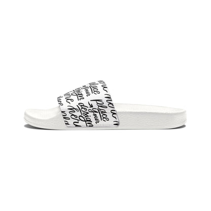 Men's Removable-Strap Slide Sandals — Customizable White Slides with Swap-Out Strap