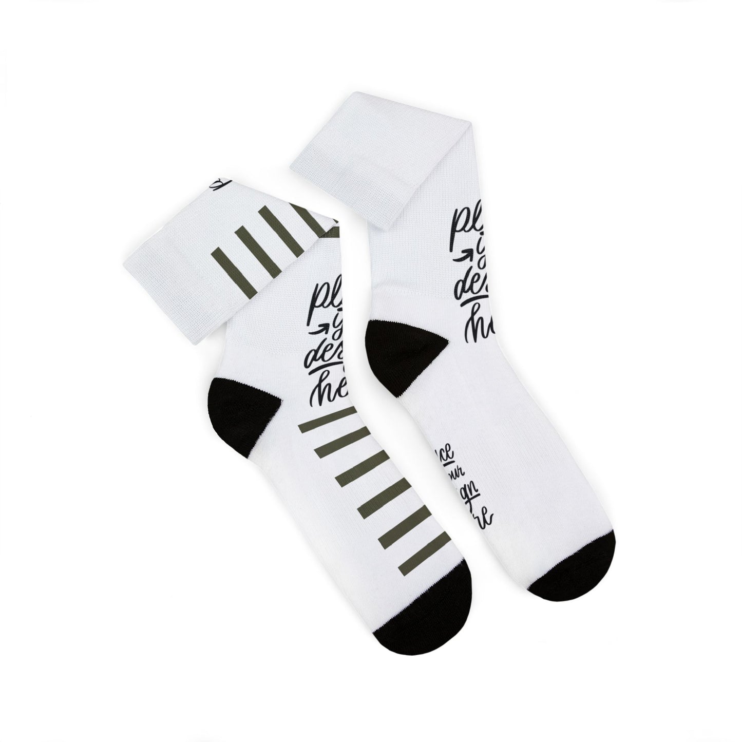 Custom Sublimation Socks | Personalized Crew Socks with 'Place Your Design Here' Print Area