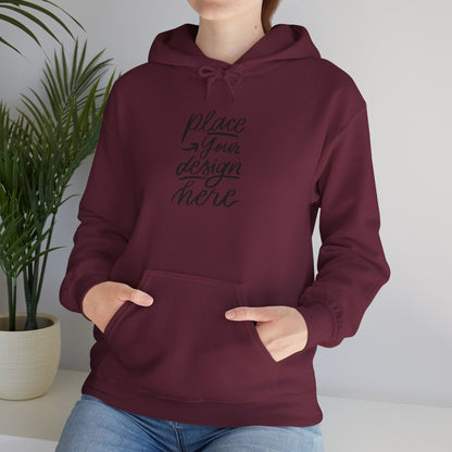 White Custom Hoodie — 'Place Your Design Here' Mockup Pullover