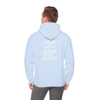 White Custom Hoodie — 'Place Your Design Here' Mockup Pullover