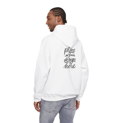 White Custom Hoodie — 'Place Your Design Here' Mockup Pullover