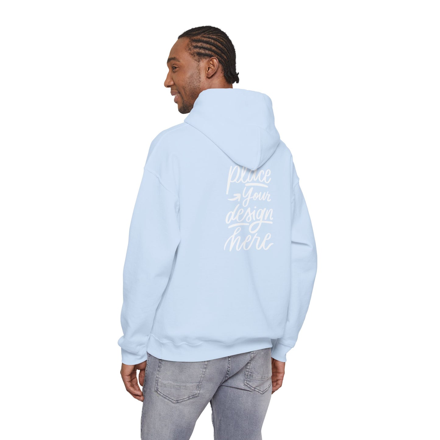 White Custom Hoodie — 'Place Your Design Here' Mockup Pullover