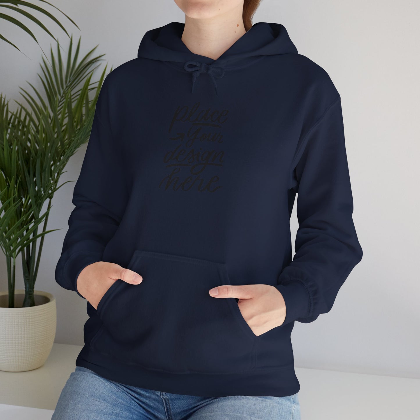 White Custom Hoodie — 'Place Your Design Here' Mockup Pullover