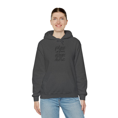 White Custom Hoodie — 'Place Your Design Here' Mockup Pullover