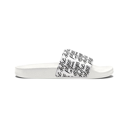 Men's Removable-Strap Slide Sandals — Customizable White Slides with Swap-Out Strap
