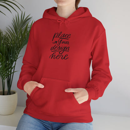 White Custom Hoodie — 'Place Your Design Here' Mockup Pullover