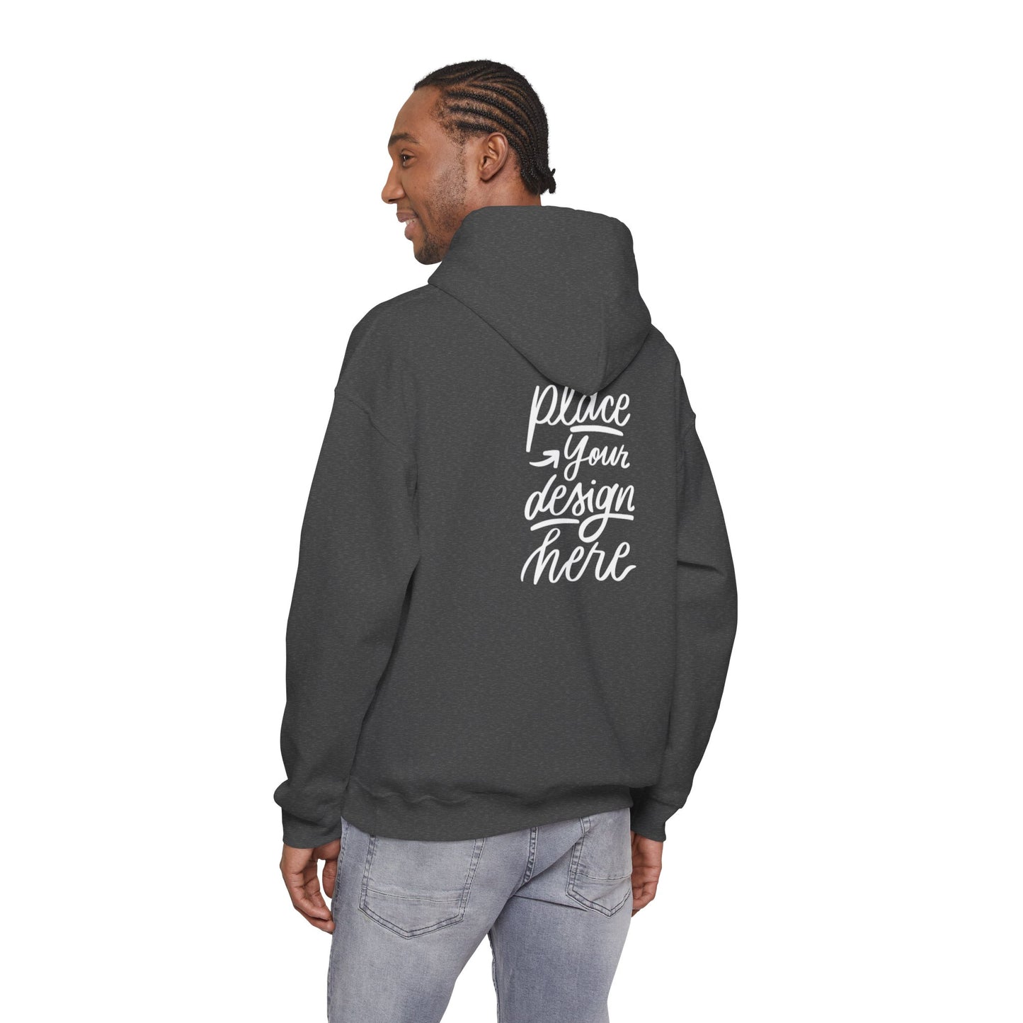 White Custom Hoodie — 'Place Your Design Here' Mockup Pullover