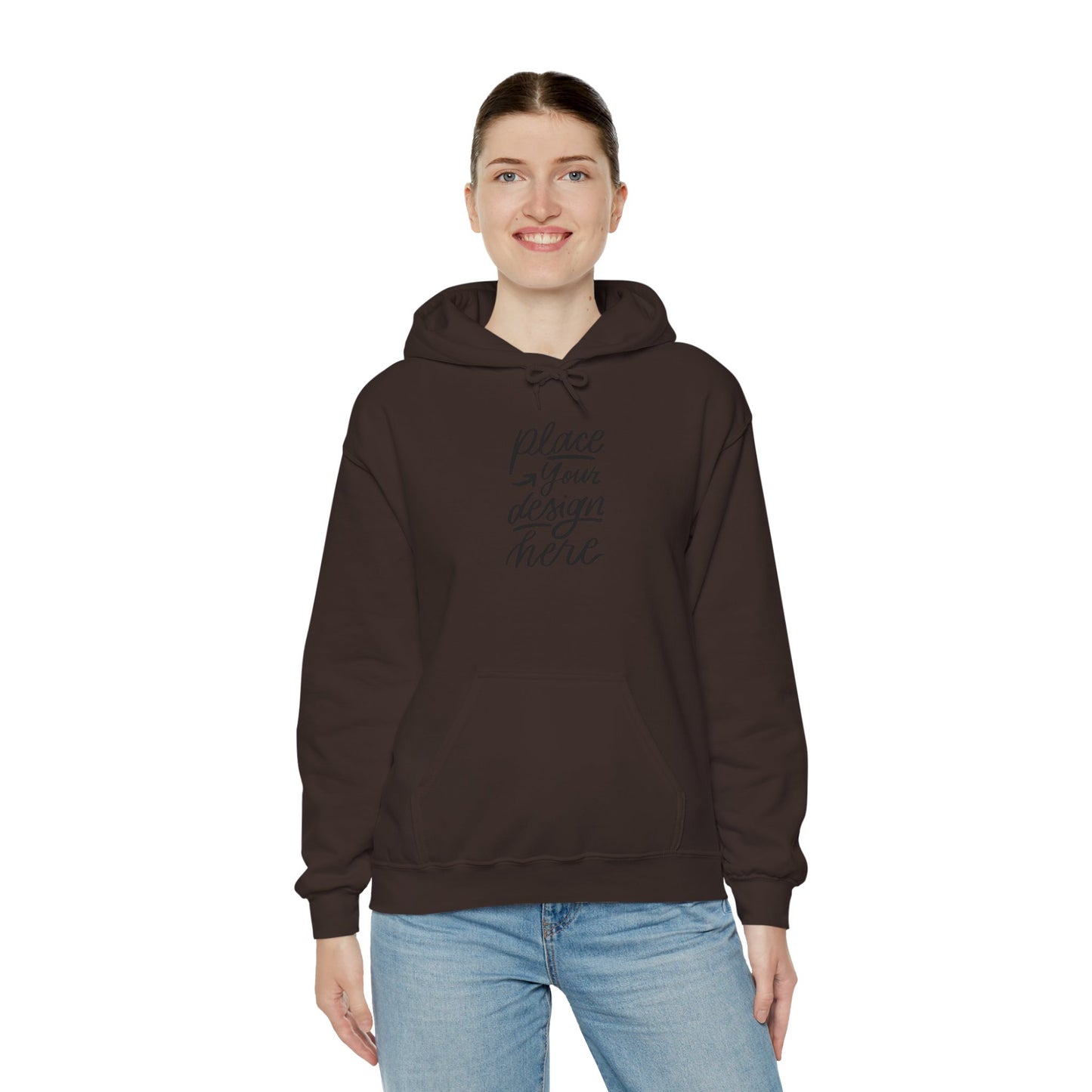 White Custom Hoodie — 'Place Your Design Here' Mockup Pullover