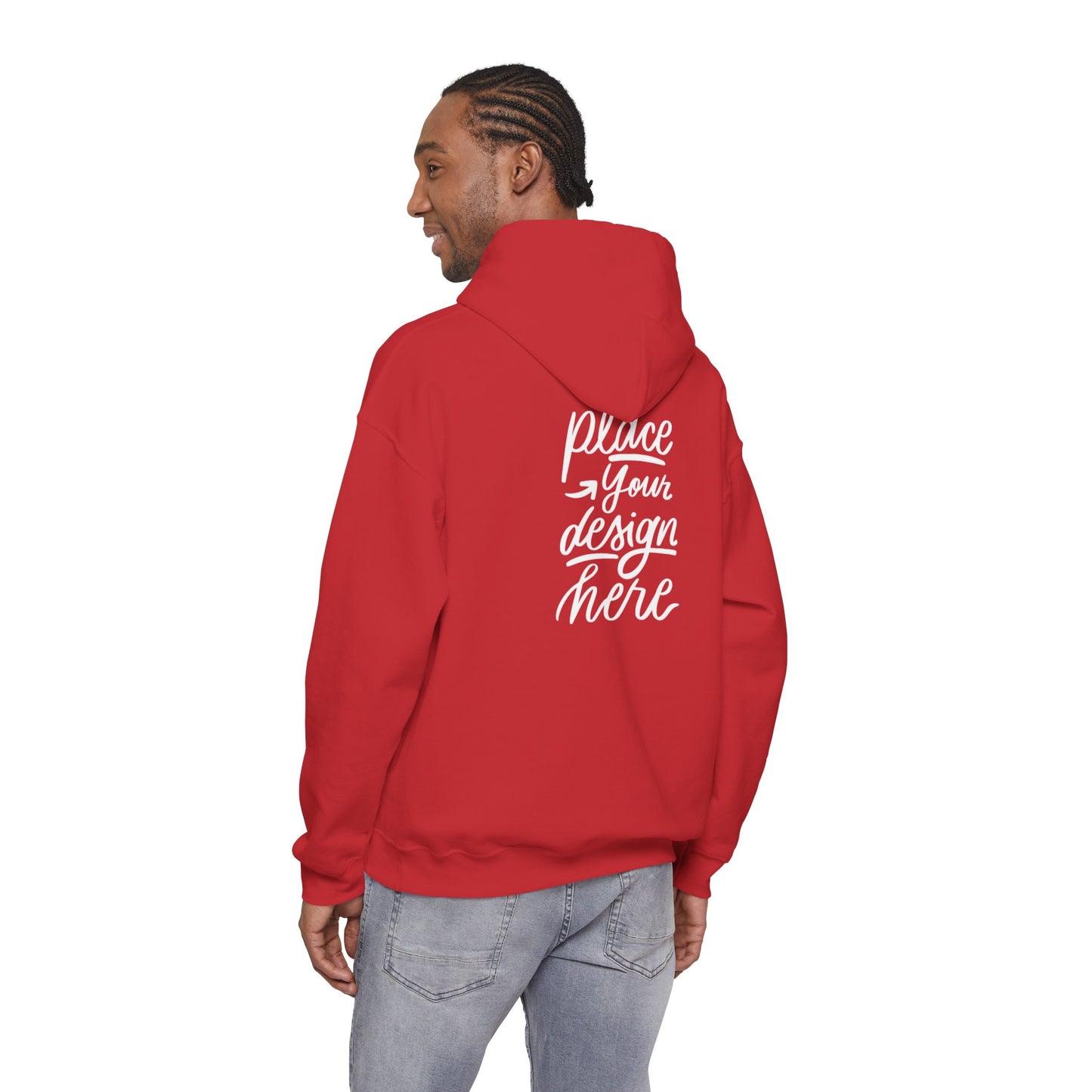 White Custom Hoodie — 'Place Your Design Here' Mockup Pullover