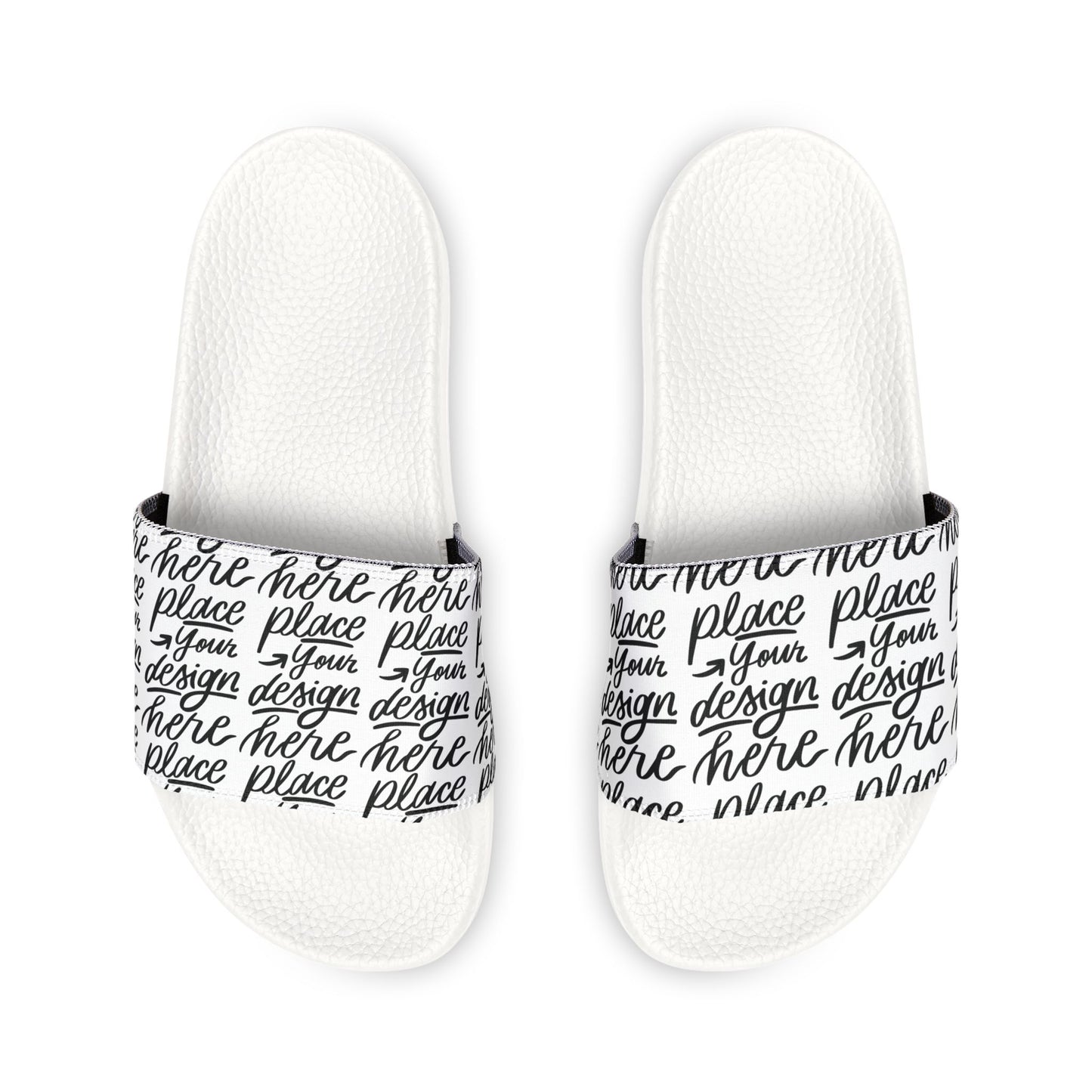 Men's Removable-Strap Slide Sandals — Customizable White Slides with Swap-Out Strap