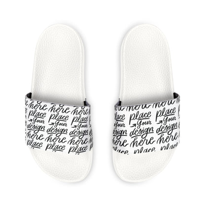 Men's Removable-Strap Slide Sandals — Customizable White Slides with Swap-Out Strap