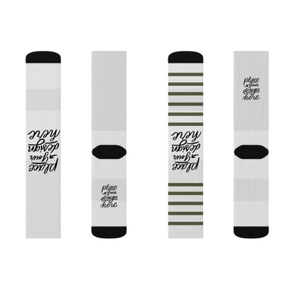 Custom Sublimation Socks | Personalized Crew Socks with 'Place Your Design Here' Print Area