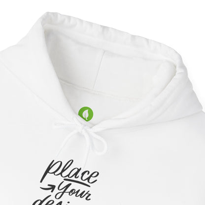 White Custom Hoodie — 'Place Your Design Here' Mockup Pullover