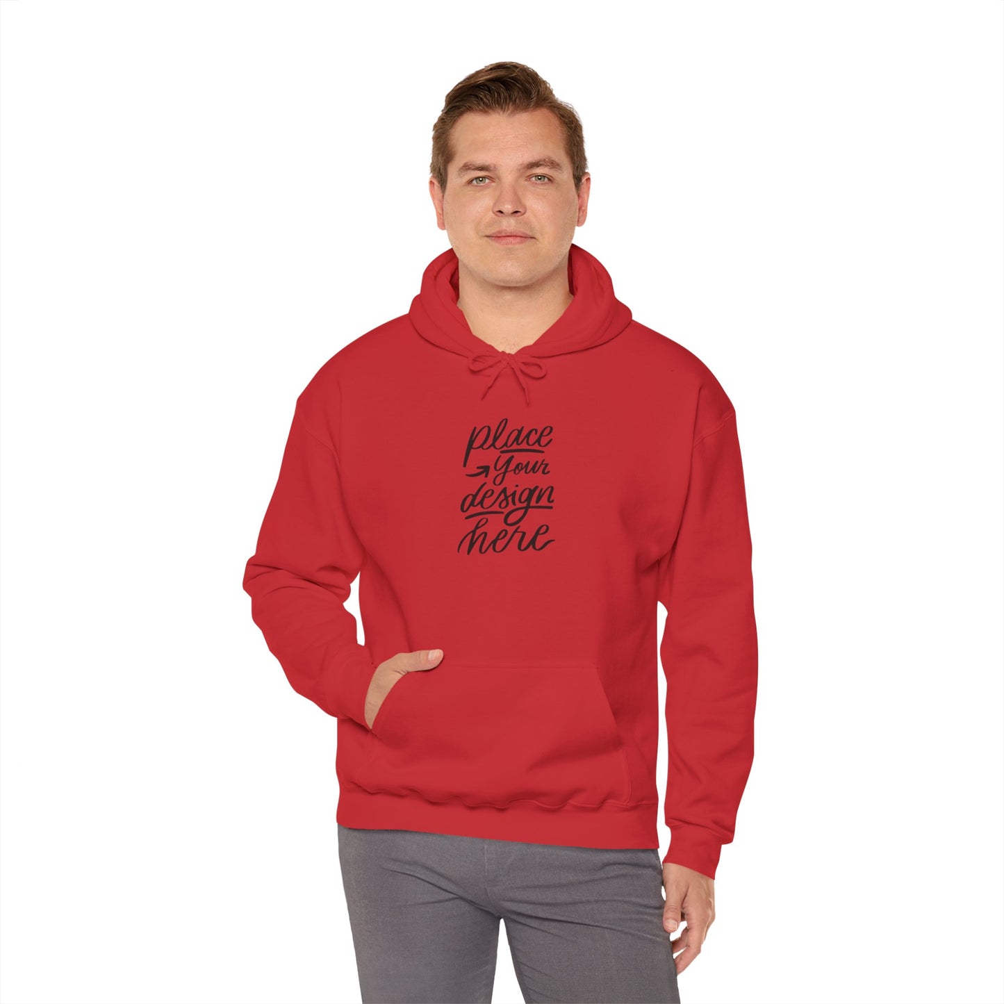 White Custom Hoodie — 'Place Your Design Here' Mockup Pullover