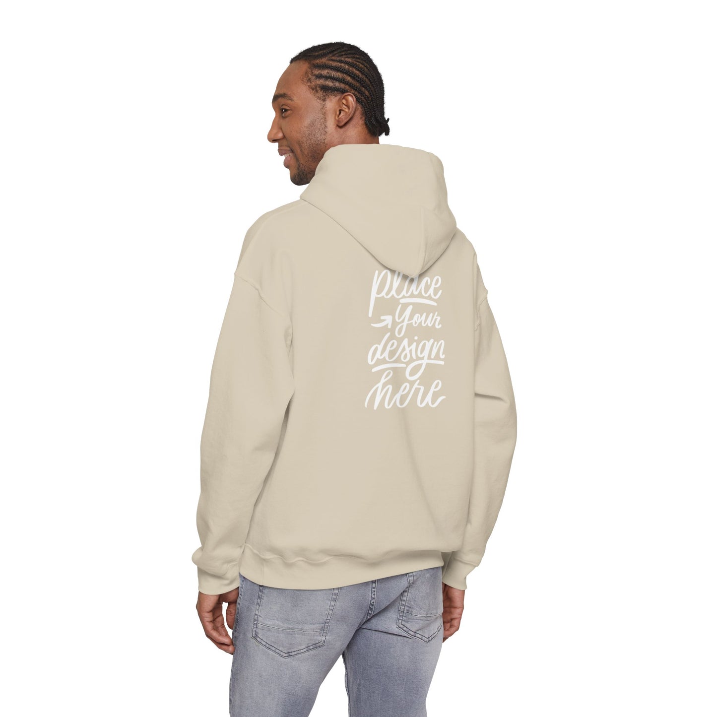 White Custom Hoodie — 'Place Your Design Here' Mockup Pullover