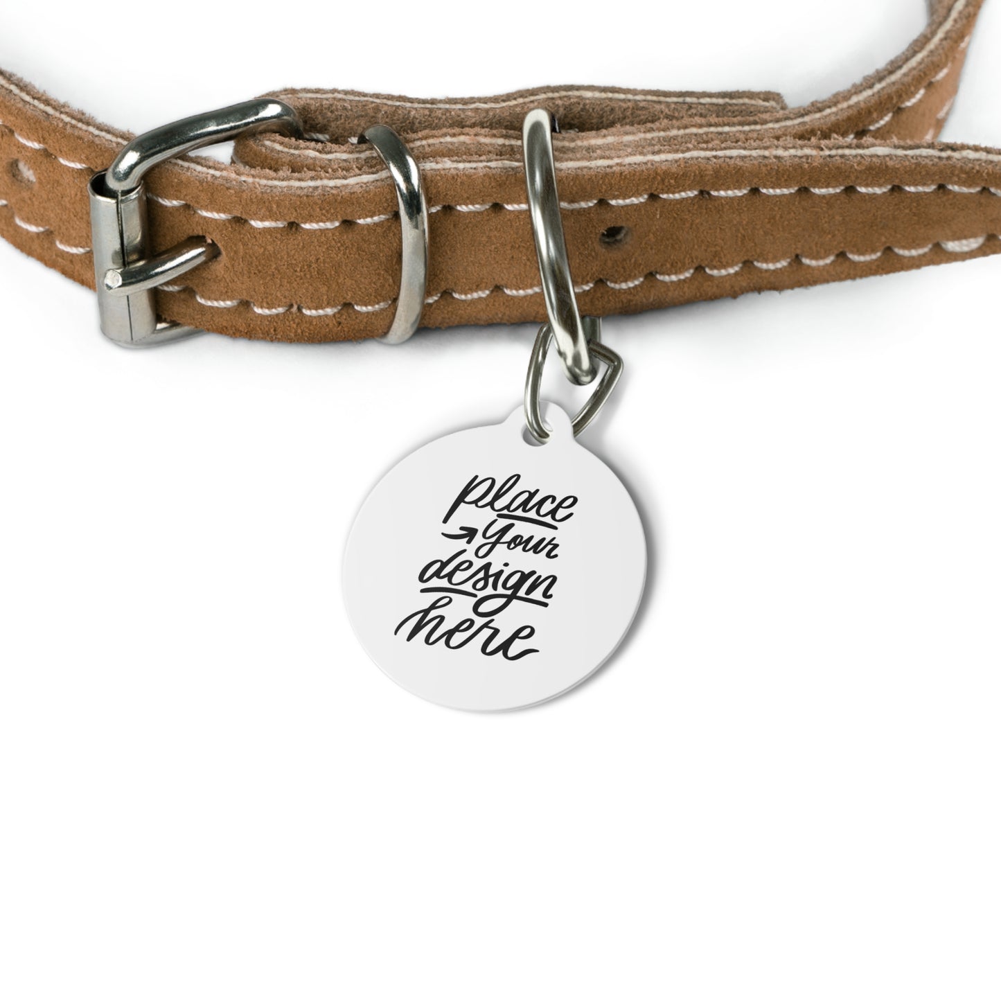 Round Pet ID Tag — Customizable Engraved Dog & Cat Collar Charm