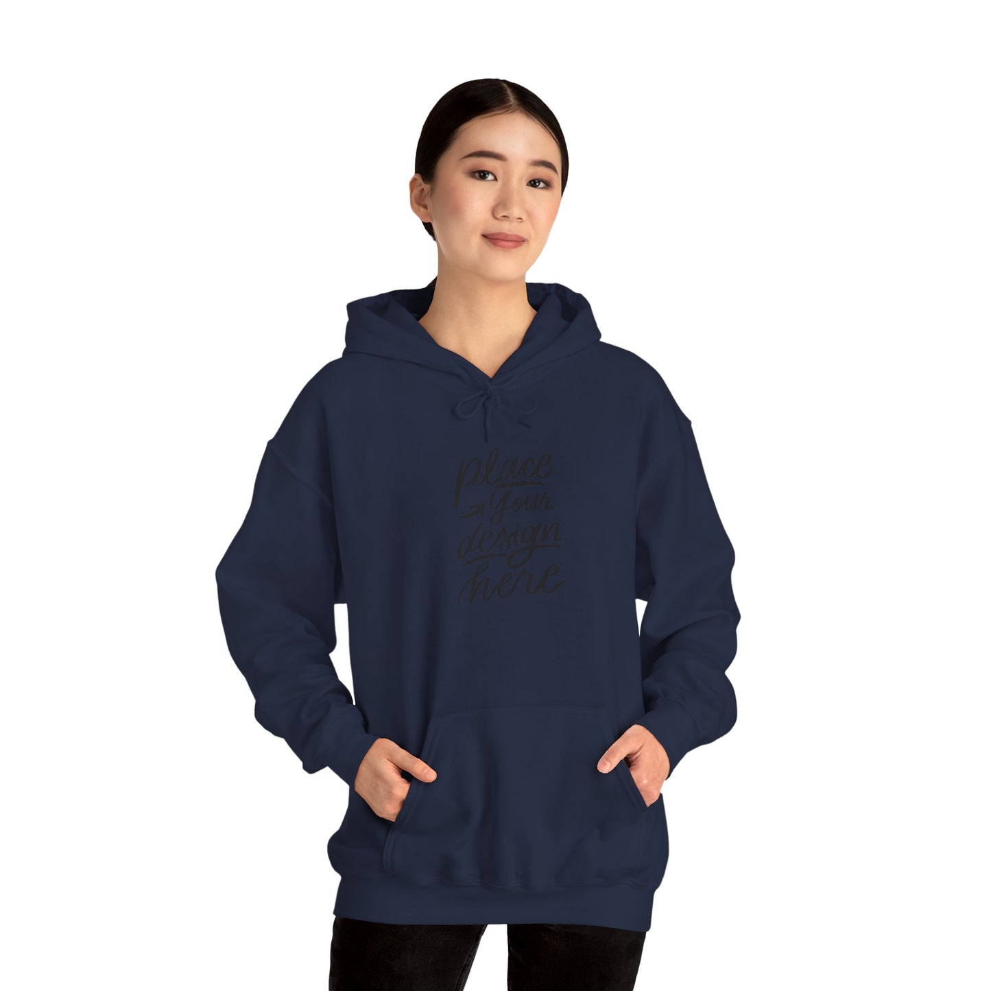 White Custom Hoodie — 'Place Your Design Here' Mockup Pullover